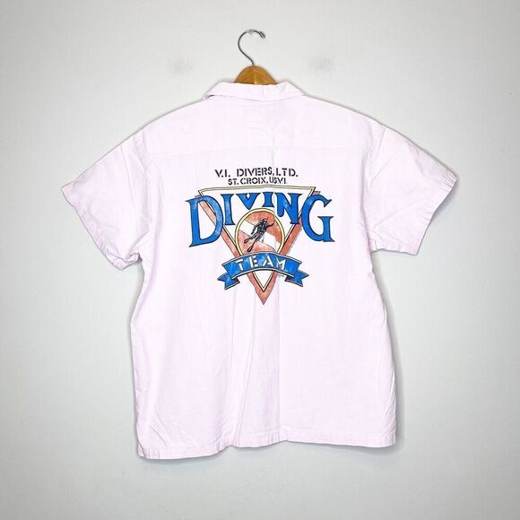 Vintage 80s M Medium Creme De Coconuts Shirt Messina St. Croix USVI Diving Team - Picture 4 of 7